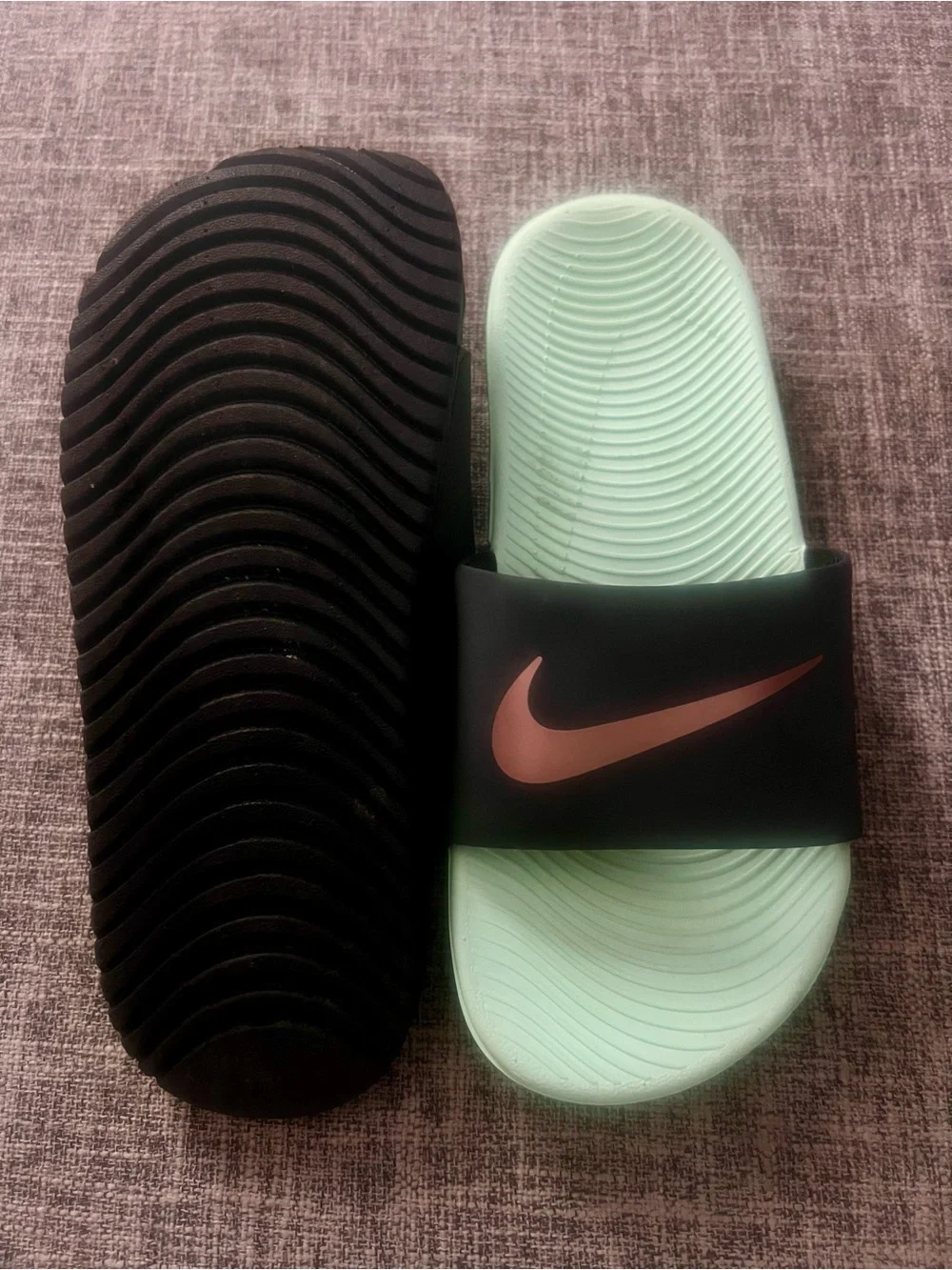 Nike Kawa Youth Slides Mint Green Black Pink Size 3Y